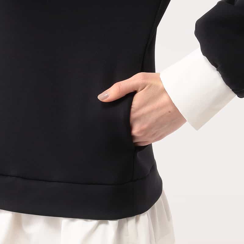 BARNEYS NEW YORK 異素材コンビネーションAラインドレス BLACK