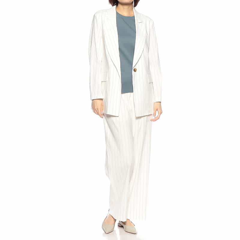 BARNEYS NEW YORK セットアップ ピンストライプ柄テーラードジャケット WHITE