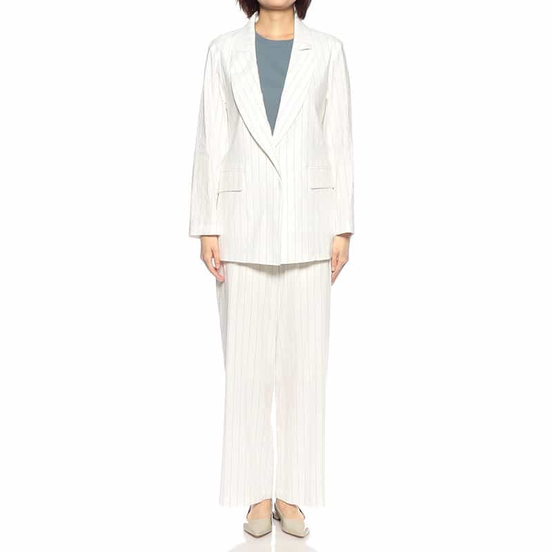 BARNEYS NEW YORK セットアップ ピンストライプ柄テーラードジャケット WHITE