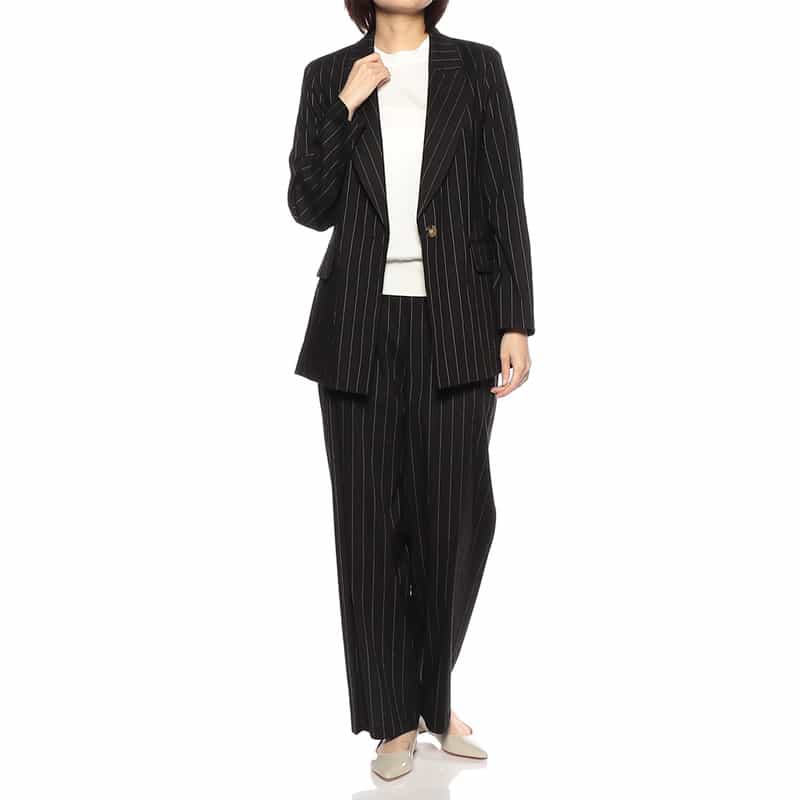 BARNEYS NEW YORK セットアップ ピンストライプ柄テーラードジャケット BLACK