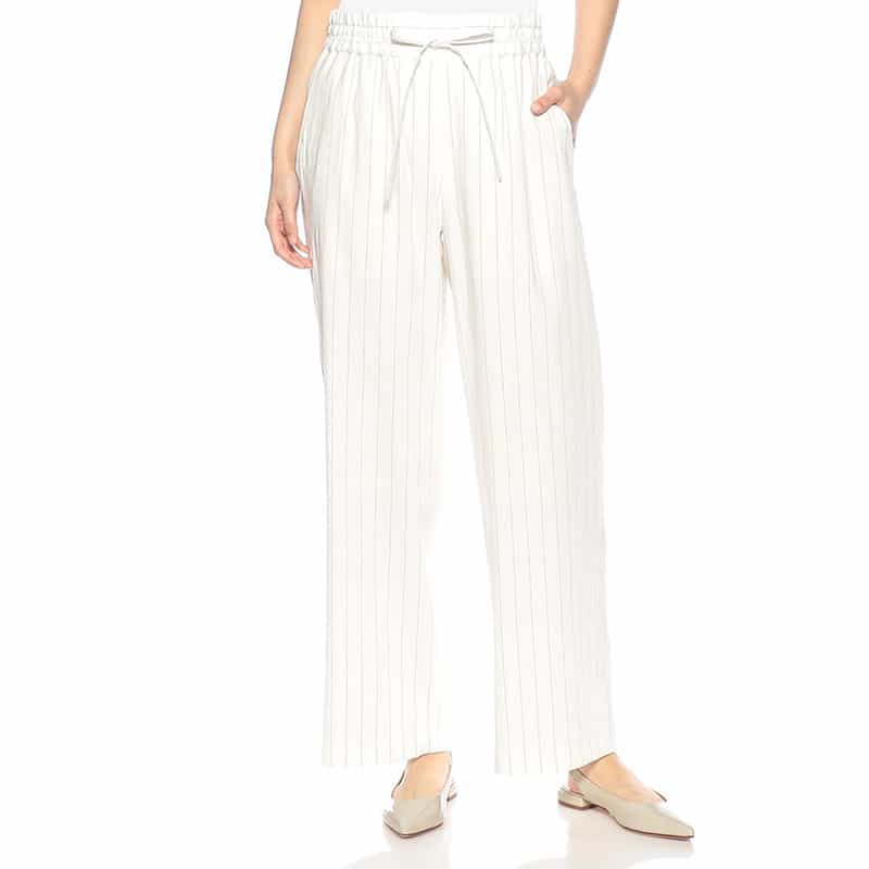 BARNEYS NEW YORK セットアップ ピンストライプ柄ドローストリングパンツ WHITE