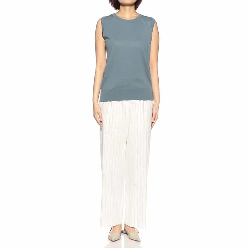 BARNEYS NEW YORK セットアップ ピンストライプ柄ドローストリングパンツ WHITE