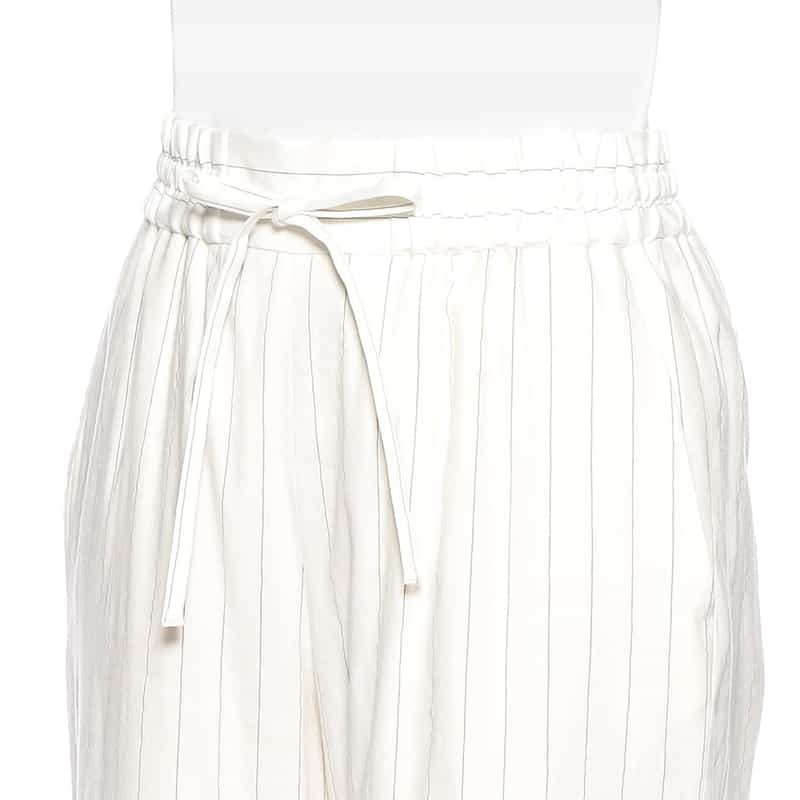 BARNEYS NEW YORK セットアップ ピンストライプ柄ドローストリングパンツ WHITE