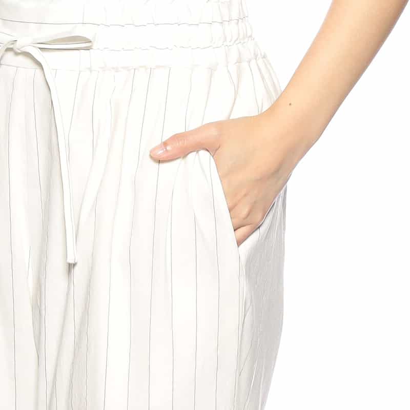 BARNEYS NEW YORK セットアップ ピンストライプ柄ドローストリングパンツ WHITE