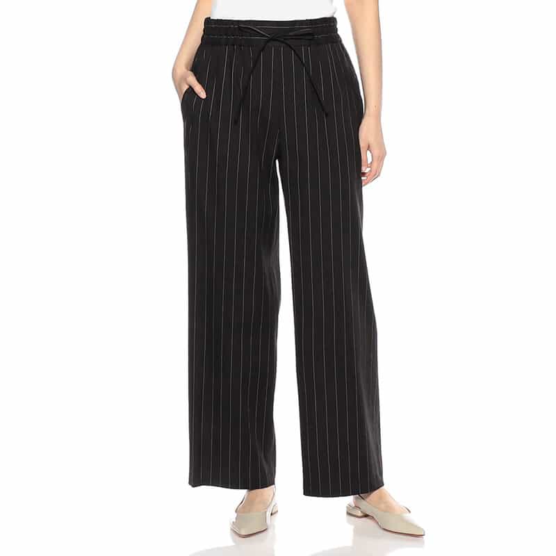 BARNEYS NEW YORK セットアップ ピンストライプ柄ドローストリングパンツ BLACK