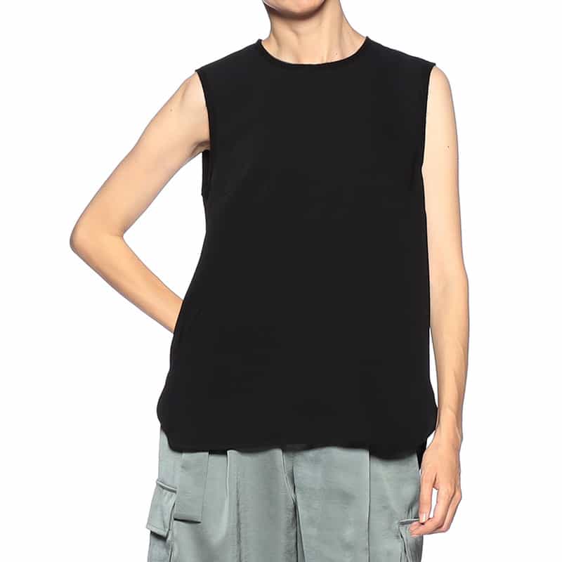 BARNEYS NEW YORK ウォッシャブル シフォンタンクトップ BLACK