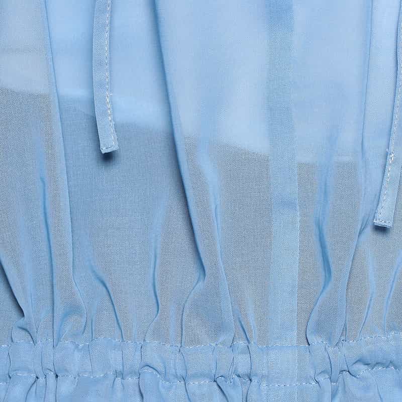 BARNEYS NEW YORK ウォッシャブル オーガンジー素材フリルブラウス LIGHT BLUE