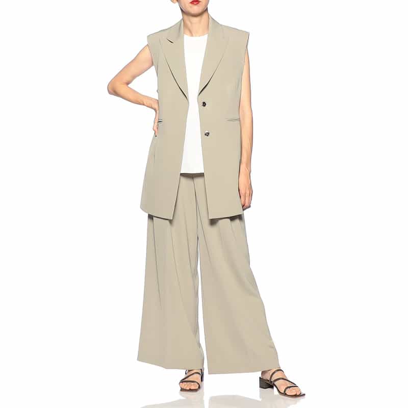 BARNEYS NEW YORK セットアップ スリーブレス ロングジャケット GRAY BEIGE