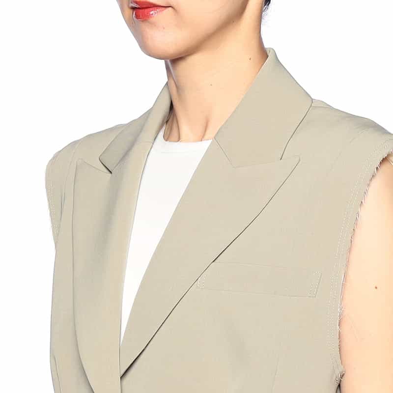 BARNEYS NEW YORK セットアップ スリーブレス ロングジャケット GRAY BEIGE