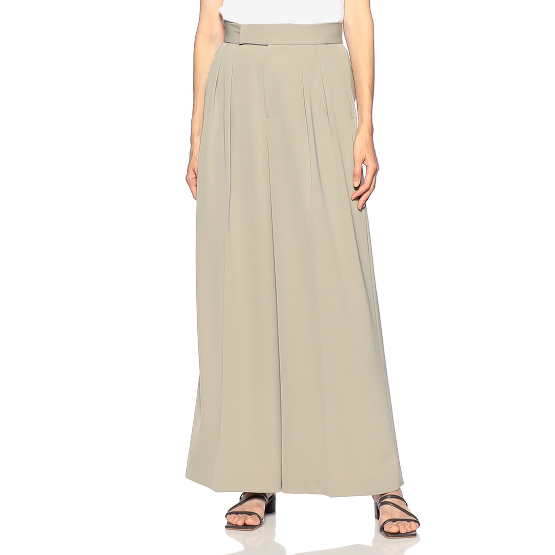 セットアップ ウォッシャブル ハイウエストワイドパンツ