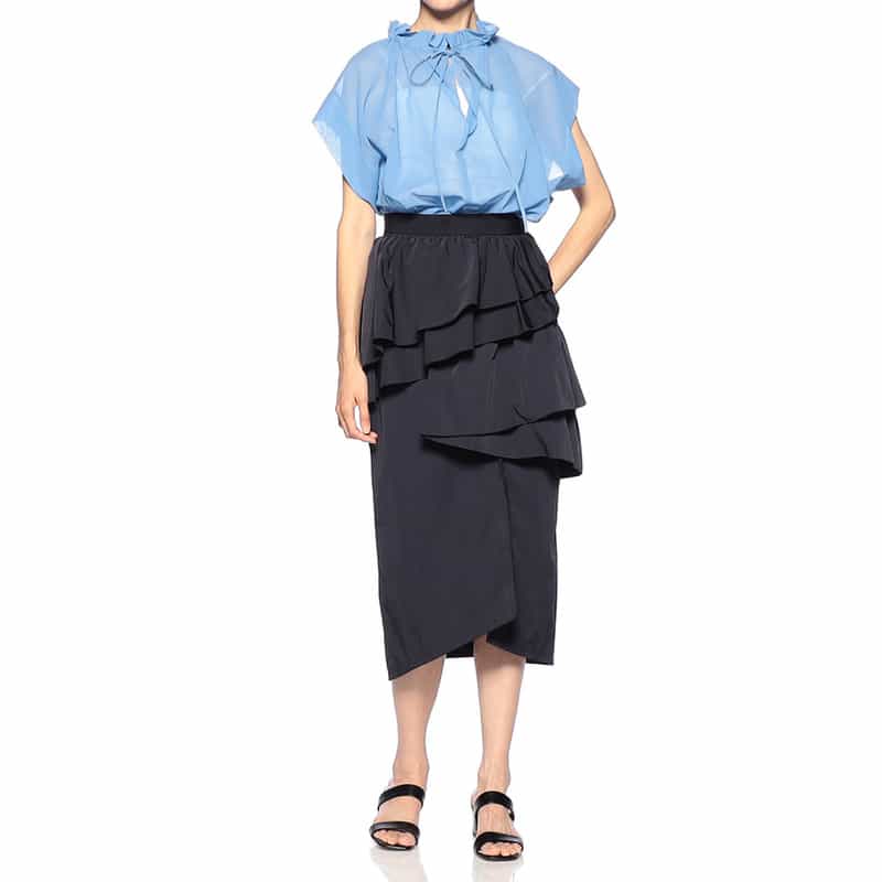 BARNEYS NEW YORK パラシュート フリルスカート NAVY
