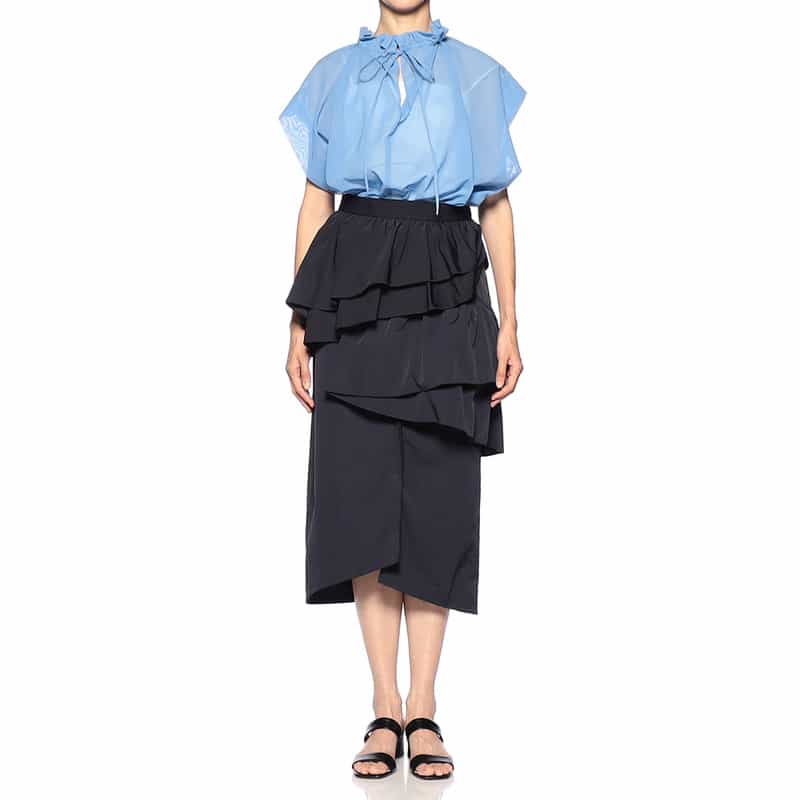 BARNEYS NEW YORK パラシュート フリルスカート NAVY