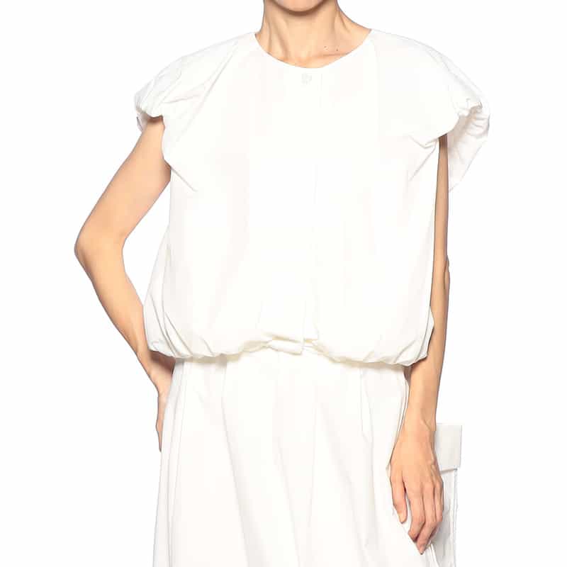 BARNEYS NEW YORK ウォッシャブル スリーブレスボリュームシャツ WHITE