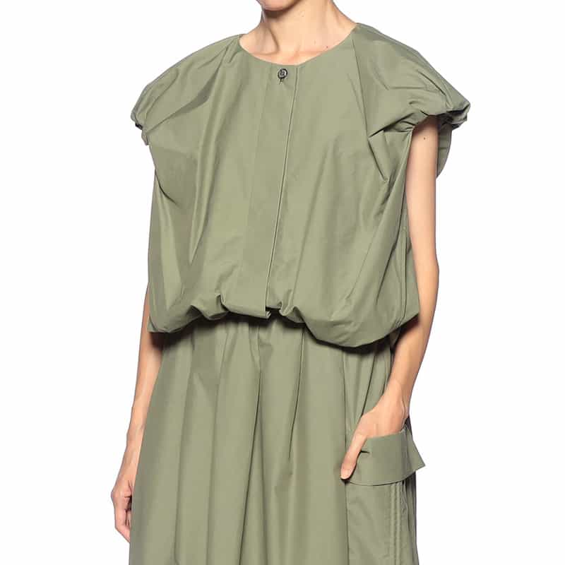 BARNEYS NEW YORK ウォッシャブル スリーブレスボリュームシャツ KHAKI