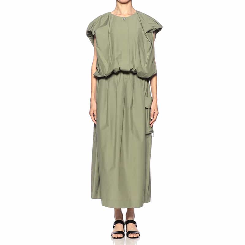 BARNEYS NEW YORK ウォッシャブル スリーブレスボリュームシャツ KHAKI