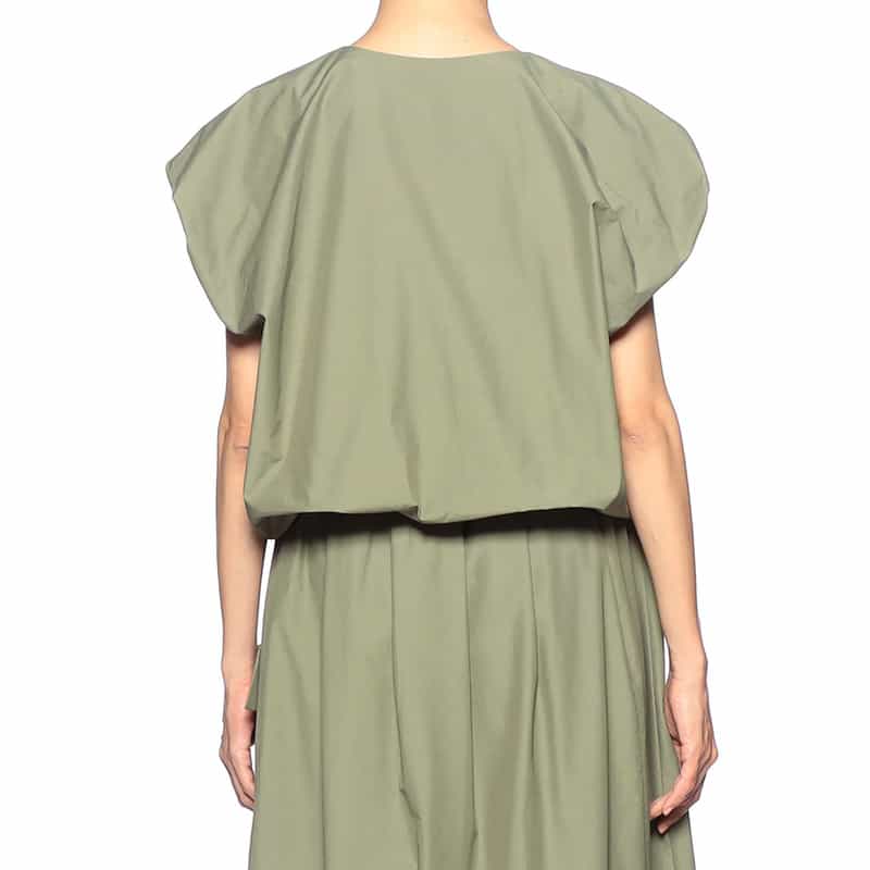 BARNEYS NEW YORK ウォッシャブル スリーブレスボリュームシャツ KHAKI