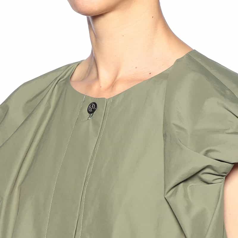 BARNEYS NEW YORK ウォッシャブル スリーブレスボリュームシャツ KHAKI