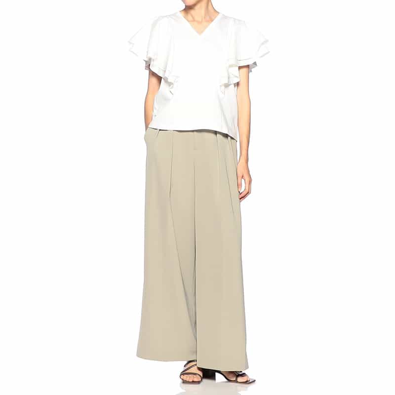 BARNEYS NEW YORK ウォッシャブル フリルスリーブカットソー WHITE