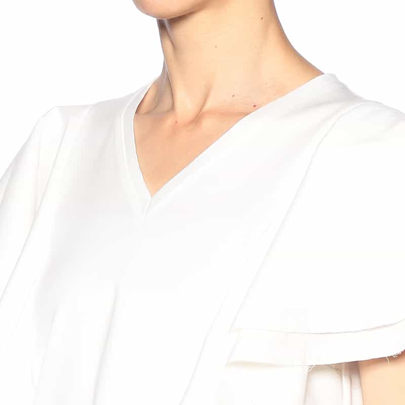 BARNEYS NEW YORK ウォッシャブル フリルスリーブカットソー WHITE