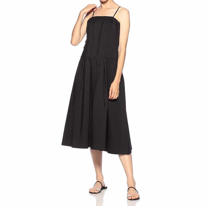 BARNEYS NEW YORK ウォッシャブル コルセットストラップドレス BLACK