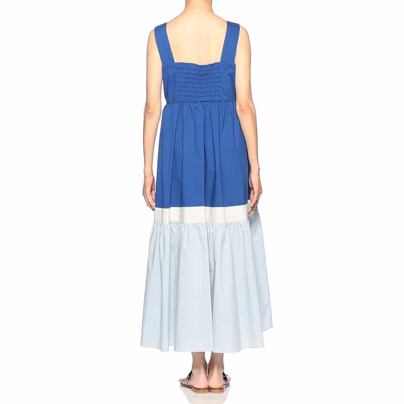 BARNEYS NEW YORK ウォッシャブル ティアードマキシドレス BLUE