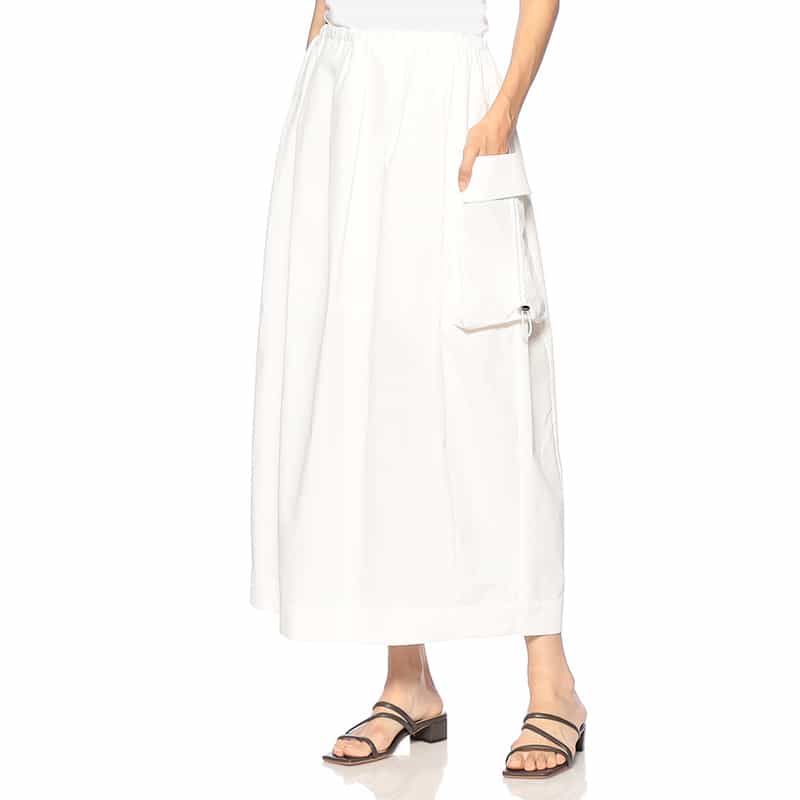 BARNEYS NEW YORK ウォッシャブル カーゴボリュームスカート WHITE