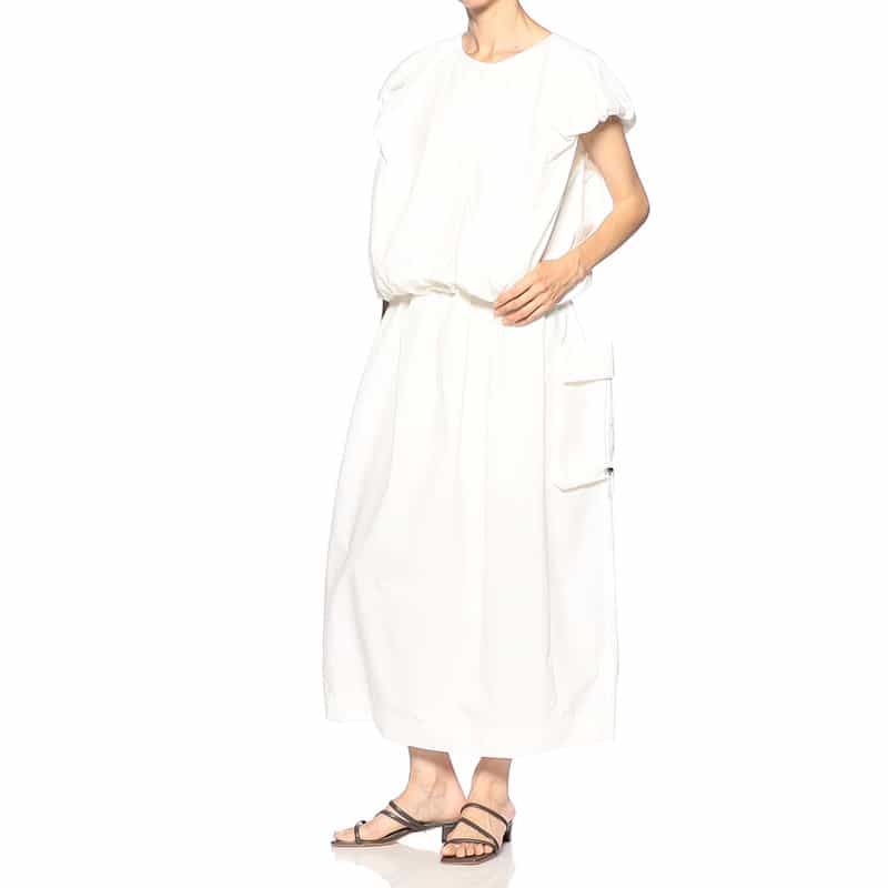 BARNEYS NEW YORK ウォッシャブル カーゴボリュームスカート WHITE