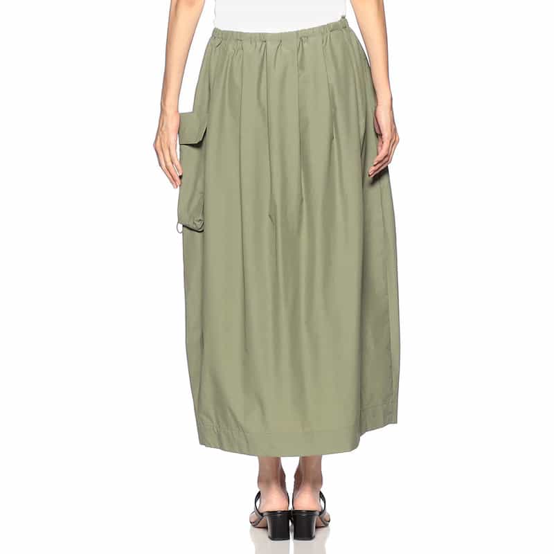 BARNEYS NEW YORK ウォッシャブル カーゴボリュームスカート KHAKI