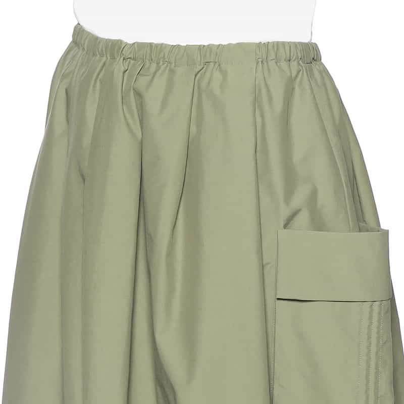 BARNEYS NEW YORK ウォッシャブル カーゴボリュームスカート KHAKI