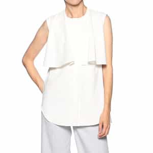 ウォッシャブル ラッフルノースリーブブラウス