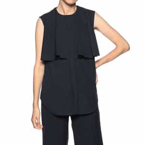 ウォッシャブル ラッフルノースリーブブラウス