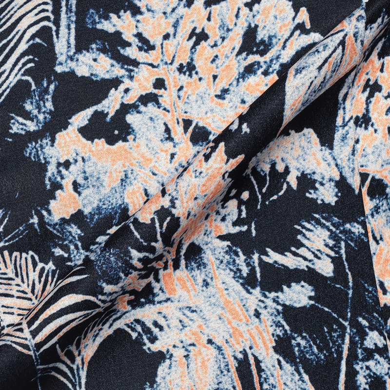 BARNEYS NEW YORK セットアップ プリントフレアスカート NAVY