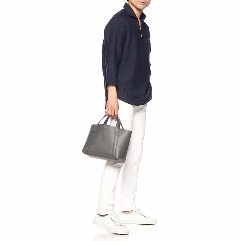 PELLE MORBIDA PELLE MORBIDA＜ペッレ モルビダ＞レザーミニトートバッグ “TE007SL" GRAY