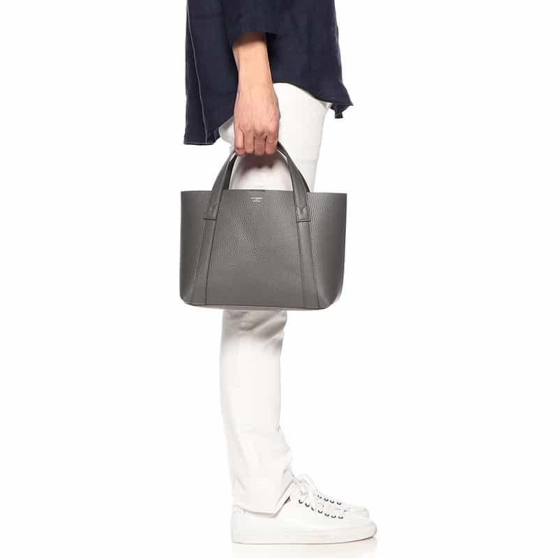 PELLE MORBIDA PELLE MORBIDA＜ペッレ モルビダ＞レザーミニトートバッグ “TE007SL" GRAY