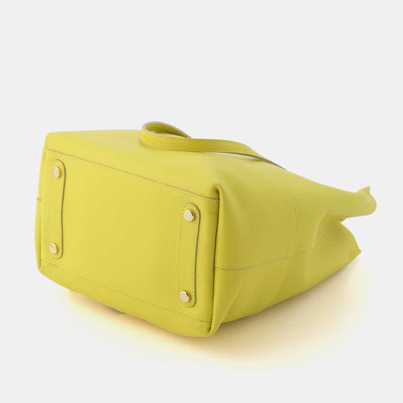 BARNEYS NEW YORK 2WAYハンドル 縦型レザートートバッグ YELLOW