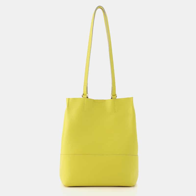 BARNEYS NEW YORK 2WAYハンドル 縦型レザートートバッグ YELLOW