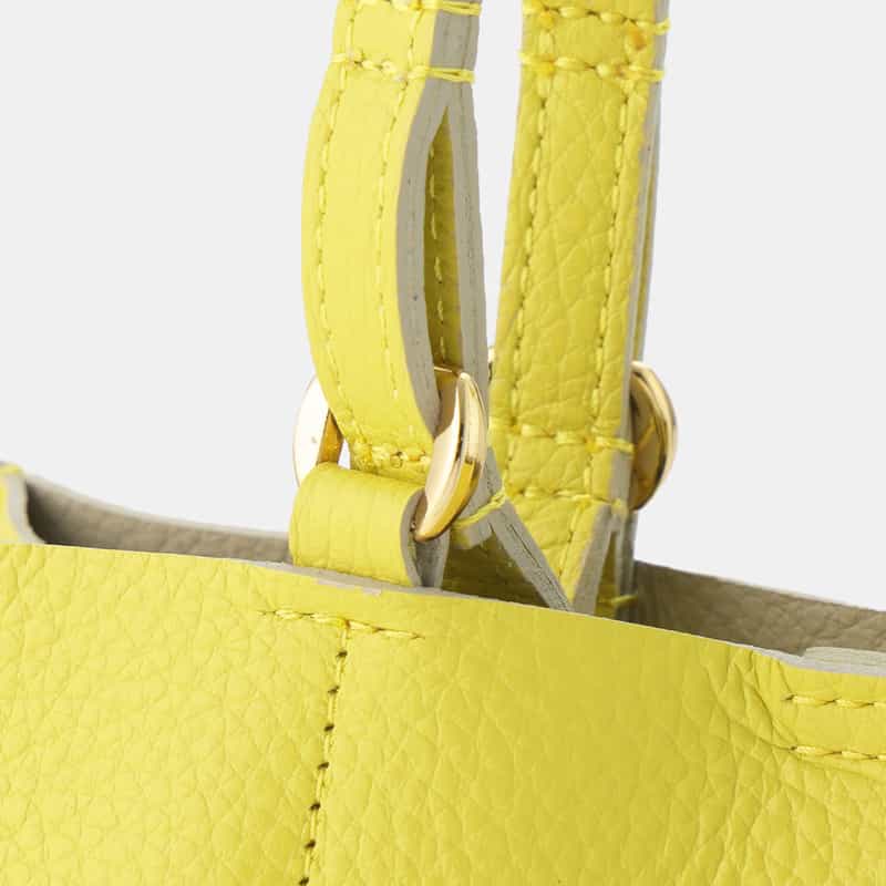 BARNEYS NEW YORK 2WAYハンドル 縦型レザートートバッグ YELLOW