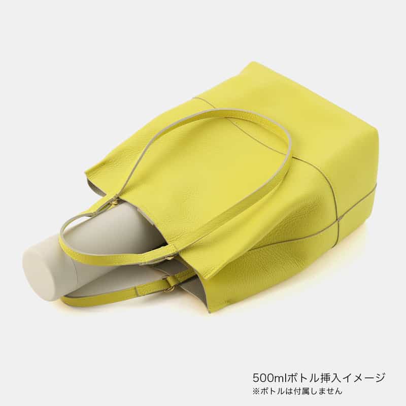 BARNEYS NEW YORK 2WAYハンドル 縦型レザートートバッグ YELLOW