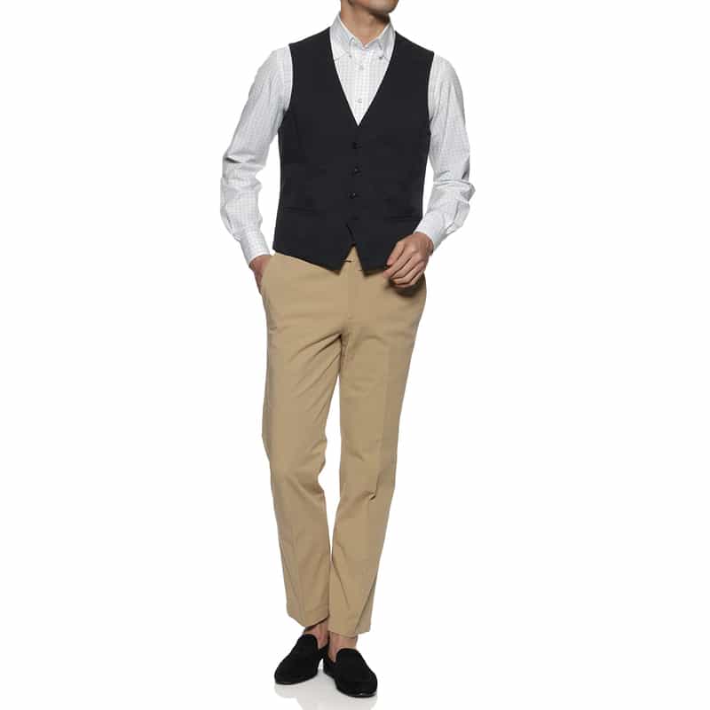 BARNEYS NEW YORK COOLDOTS素材リバーシブルベスト NAVY