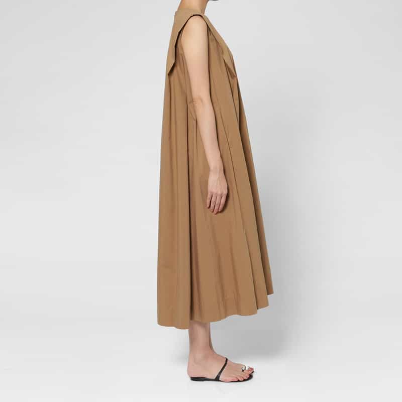 BARNEYS NEW YORK ウォッシャブル Aラインドレス BROWN