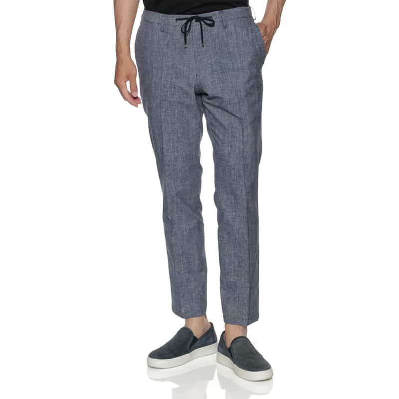 BARNEYS NEW YORK ウォッシャブル COOLDOTS素材パンツ NAVY