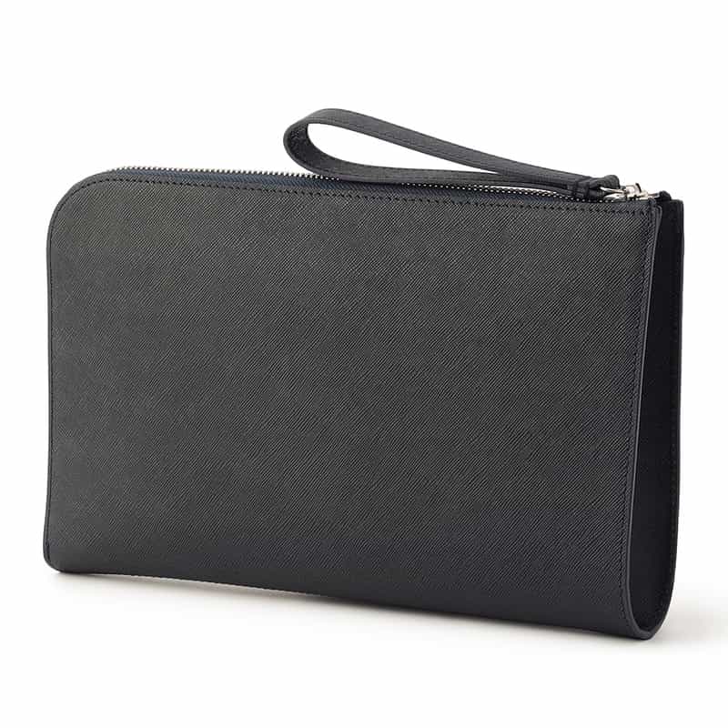 PELLE MORBIDA PELLE MORBIDA＜ペッレ モルビダ＞L字ジップクラッチバッグ “CA011" NAVY