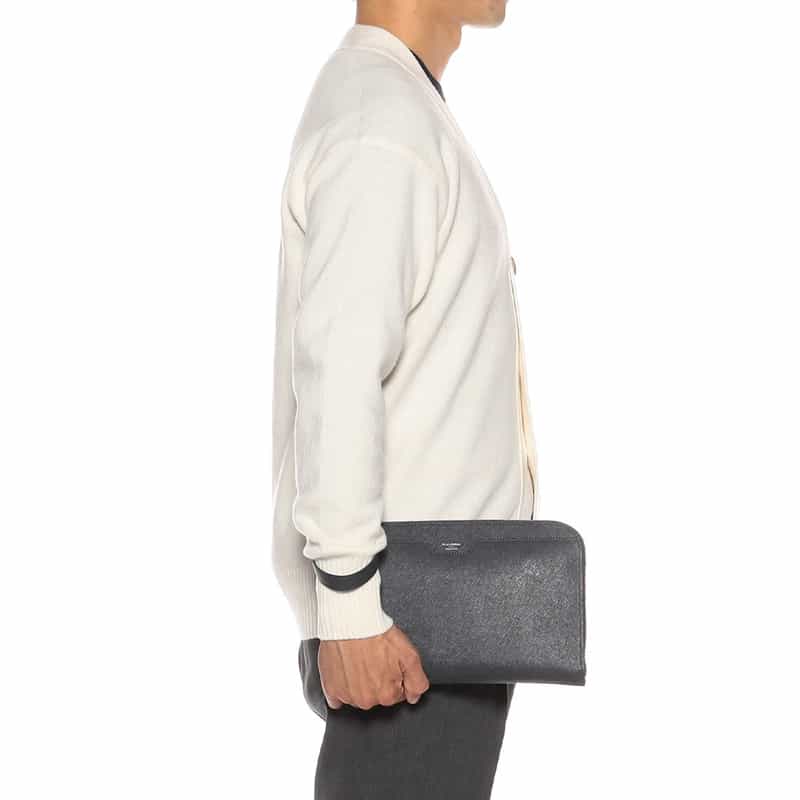 PELLE MORBIDA PELLE MORBIDA＜ペッレ モルビダ＞L字ジップクラッチバッグ “CA011" NAVY