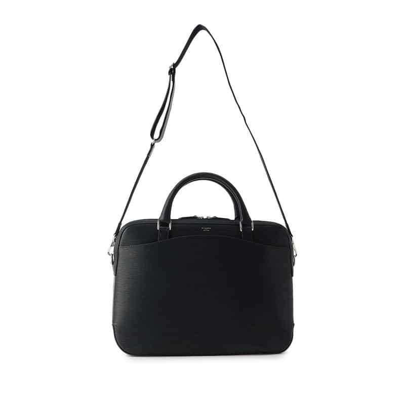 PELLE MORBIDA PELLE MORBIDA<ペッレ モルビダ>型押しレザーダブルブリーフケース NAVY