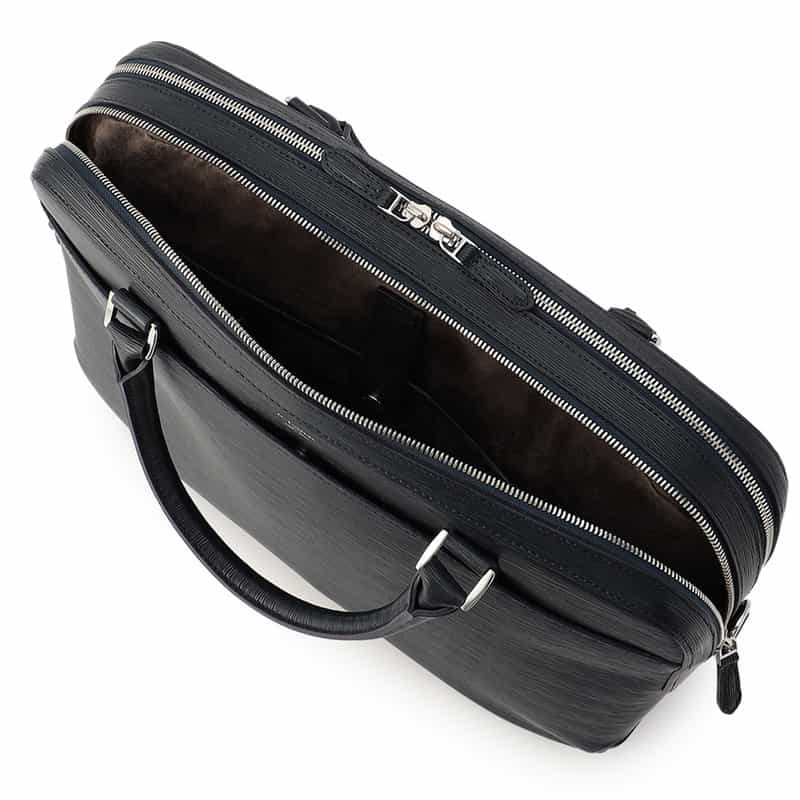 PELLE MORBIDA PELLE MORBIDA<ペッレ モルビダ>型押しレザーダブルブリーフケース NAVY
