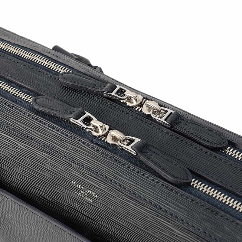 PELLE MORBIDA PELLE MORBIDA<ペッレ モルビダ>型押しレザーダブルブリーフケース NAVY