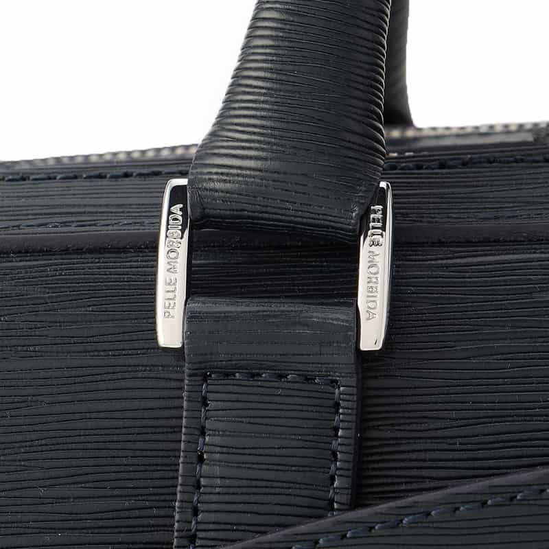 PELLE MORBIDA PELLE MORBIDA<ペッレ モルビダ>型押しレザーダブルブリーフケース NAVY