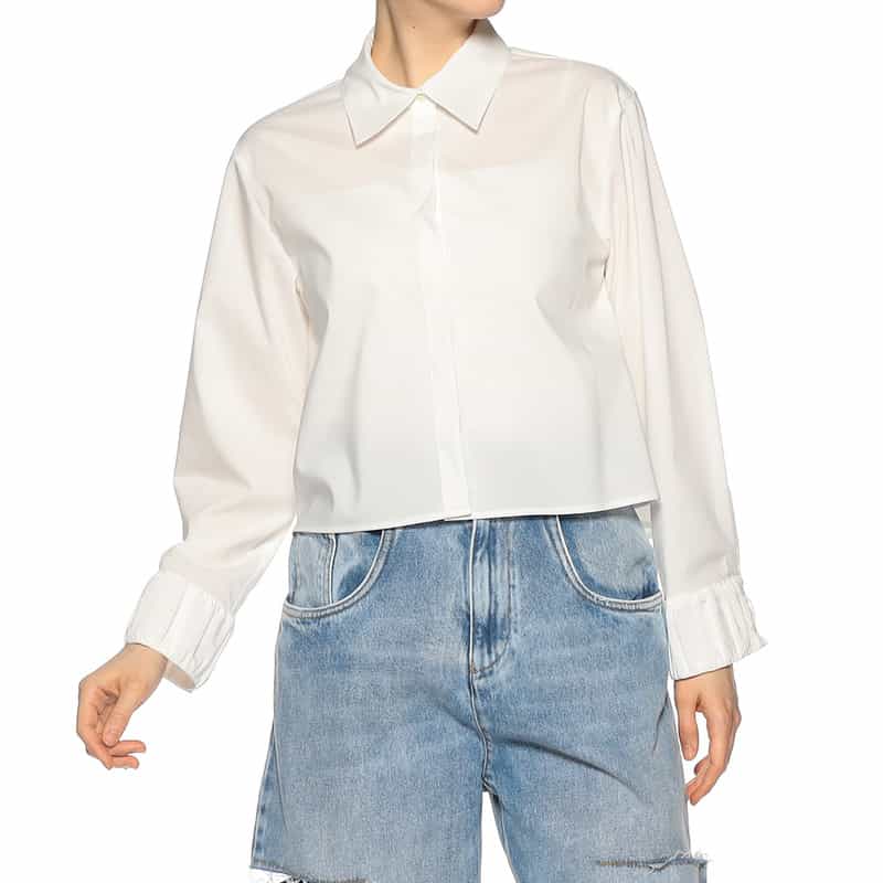 BARNEYS NEW YORK ウォッシャブル ショート丈レギュラーシャツ WHITE