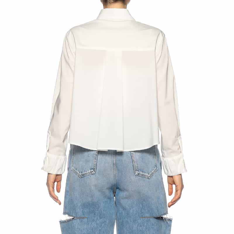 BARNEYS NEW YORK ウォッシャブル ショート丈レギュラーシャツ WHITE