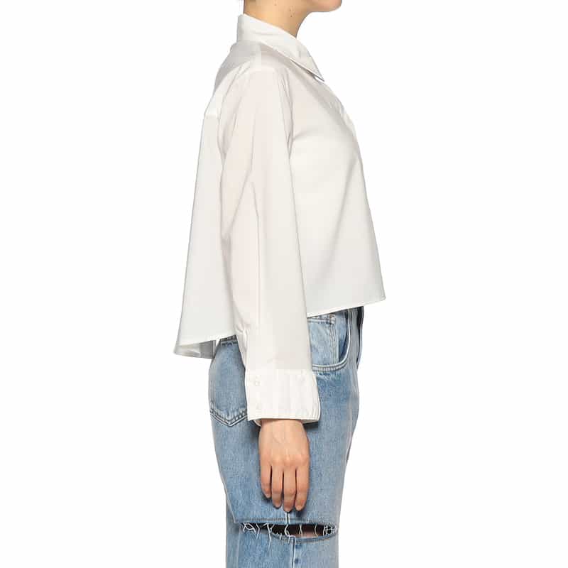 BARNEYS NEW YORK ウォッシャブル ショート丈レギュラーシャツ WHITE